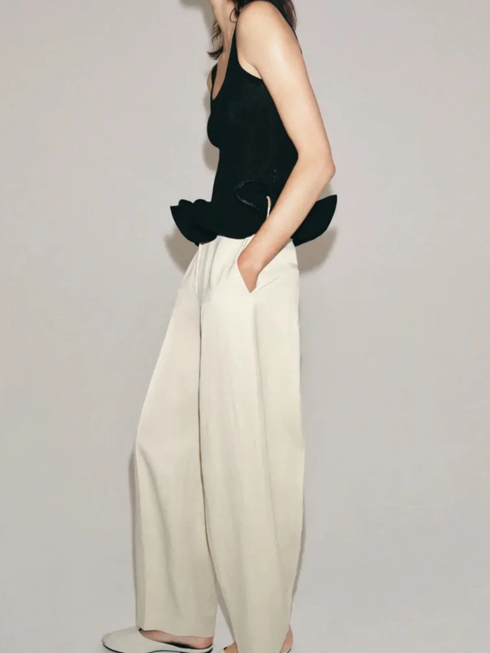 Zara NWT ZW COLLECTION LINEN BLEND BALLOON PANTS 1955/844